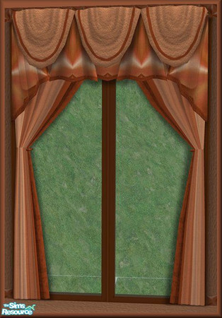 Sims 2 — NK TC31 Bedroom - Curtains by MoMama — A peachy curtain with brown trim.