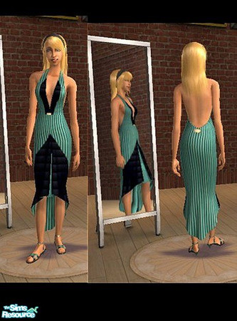 Sims 2 — Teal Drama Dress by LadyDeluxe — Want to create a stir within a room? Then this dress is for your sims!!