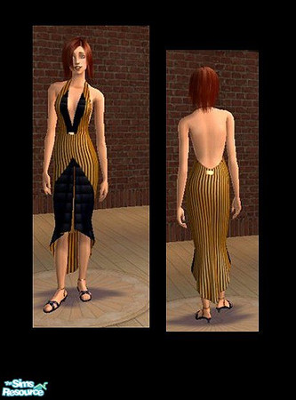 Sims 2 — Golden Drama by LadyDeluxe — A dress that will create a stir in any room!!