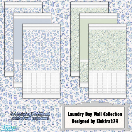 Sims 2 — Laundry Day Wall Collection by elektra274 — A set of 10 walls designed to coordinate with my Laundry Day floor