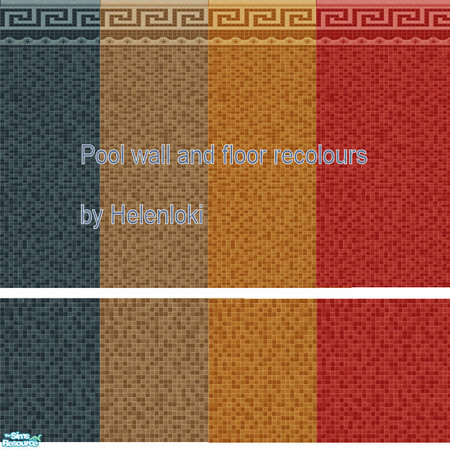 Sims 2 — Pool wall and floor recolours by Helenloki — 4 recolours of Maxis pool walls and floors.