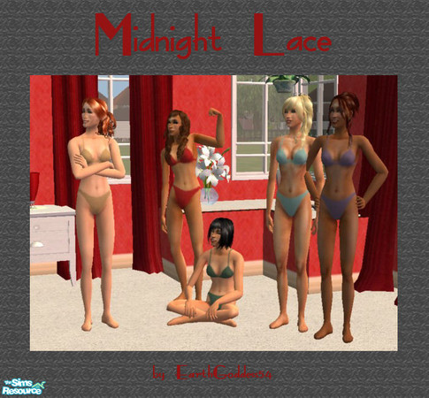 Sims 2 — Midnight Lace by EarthGoddess54 — A set of adult female lingerie - lace material in five colors. Enjoy!