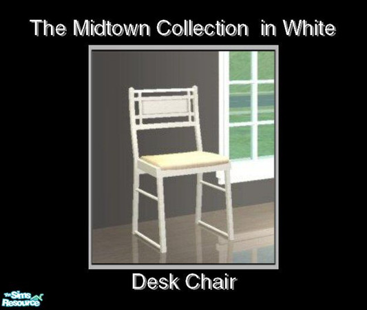Sims 2 — Midtown in White - Desk Chair by Waverly — Style to Spare. A little bit of retro, a little bit of art deco, and