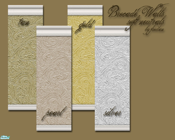Sims 2 — Brocade Walls 4 - Soft Neutrals by froilan — Last in a series of brocade wallpaper walls - these are nice