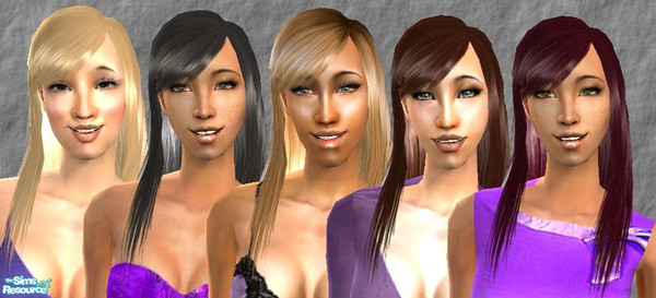 Sims 2 — Medium Length Shiny Hair Set by nikisatez05 — 