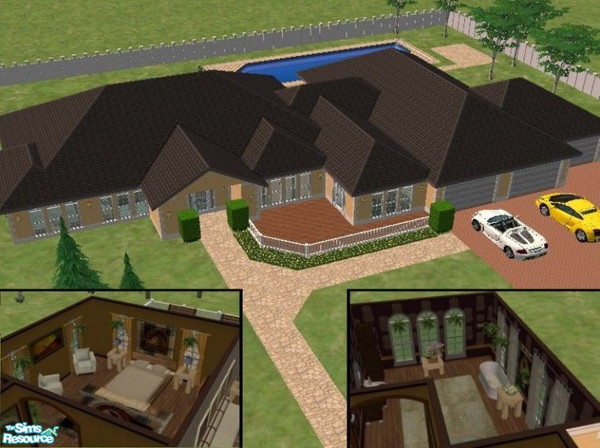 Sims 2 — 30, Beach View - unfurnished by Enhlee — Estate with large living room, den, well-equiped kitchen, comfortable