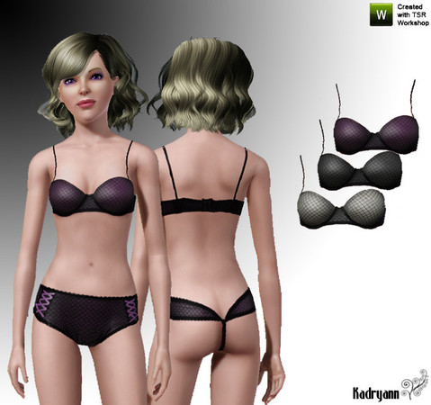 Sims 3 — Diamond Mesh Balconnet Bra by kadryann — Look like a pin-up! Create daring cleavage with this enticing balconnet