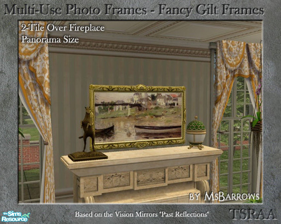 Sims 2 — MU Frames Exp 11 - Panorama Fireplace by MsBarrows — An ornate gilded frame in panoramic dimensions, positioned