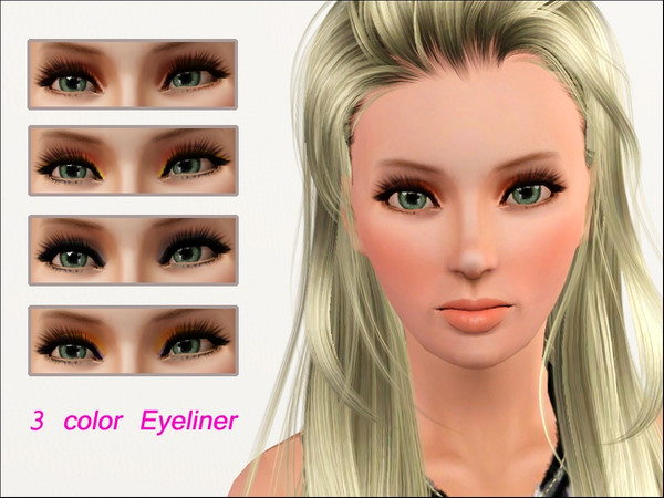 Sims 3 — 3 Color Eyeliner by steadyaccess — For female and male sims from teen to elder! 3 recolorable parts