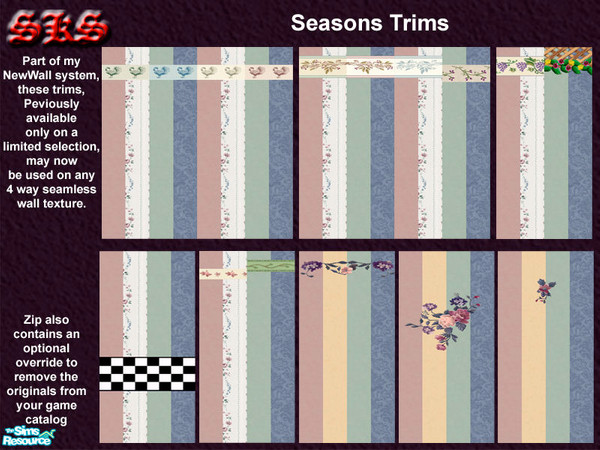 Sims 2 — NewWall - Seasons Trims Overlay by 71robert13 — This overlay offers an assortment of trims taken from Seasons.