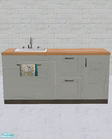 Sims 2 — Cracked White Paint with Butcher Block by salixlikescake — Cracked white paint on the counters with butcher