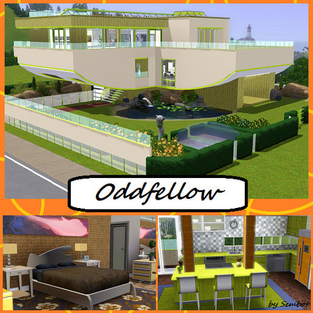 Sims 3 — The Oddfellow by Sembot — Large rather strange house with lots of livingspace for a family of 4. Struck by