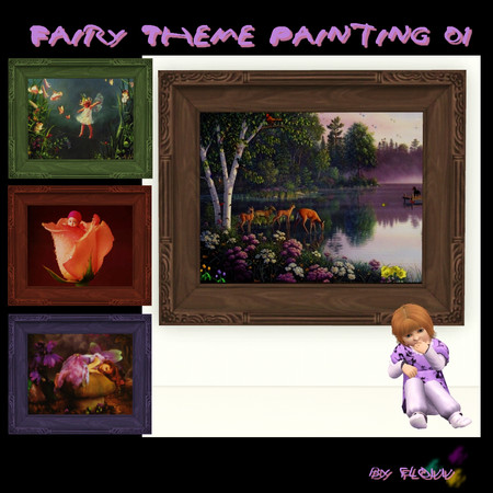 Sims 3 — Fairy Theme Painting 01 by Flovv — Painting fairytale fantasy - four new pictures in one file. Basegame mesh.