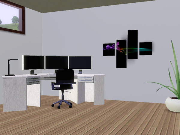 Sims 3 — Hacker Sation by clutch3547 — A 3 monitor computer