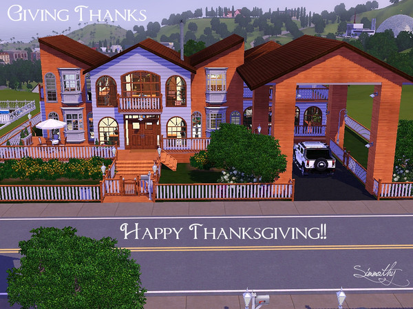 Sims 3 — Giving Thanks  by simmothy — Modest 2 bed, 2 1/2 bath home just in time for the holidays:) Happy Thanksgiving!