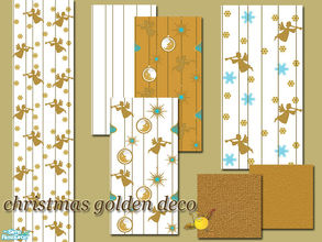 Sims 2 — evi2s Golden Christmas deco by evi — A set of golden walls and floor with Christmas designs