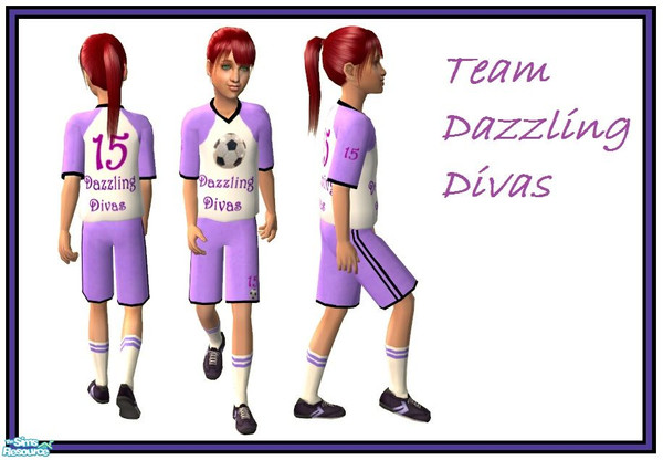 Sims 2 — \'Girly\' Soccer Uniform - Purple by sinful_aussie — Team Dazzling Divas! Impress With Their Dazzling Skills And