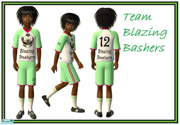 Sims 2 — \'Girly\' Soccer Uniform - Green by sinful_aussie — Team Blazing Bashers! They Play Fast And They Play HARD!