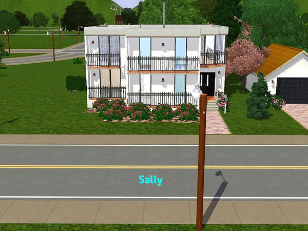 Sims 3 — Sally by DO5NBR — Modern home for modern Sims with two bedrooms, two bathrooms, open kitchen/dining/living area,