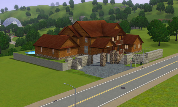 Sims 3 — Log Home 4 by littlenapes09 — 4 Br, 4 Ba log home with vaulted ceilings in the living room and Master