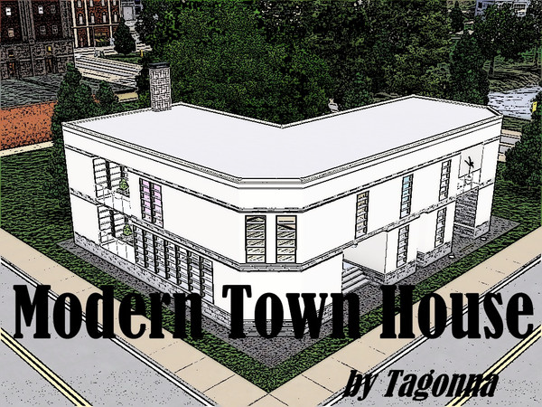 Sims 3 — Modern Town House by Tagonna — Modern Town House is a big house with cozy yard. Basement - secret room, where