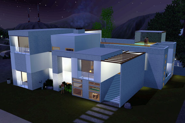 Sims 3 — The jam house by simoleontree — not commercial :] it's a big villa with two pools, rooftop bar, band's