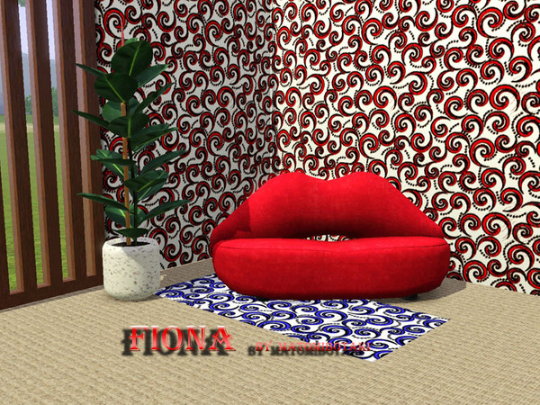 Sims 3 — Fiona by matomibotaki — Pattern in red, brown and light yellow, 3 channel, to find under Abstract.
