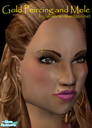 Sims 2 — Gold Peircing and Mole by Lanebran — Gold eyebrow peircing and mole.