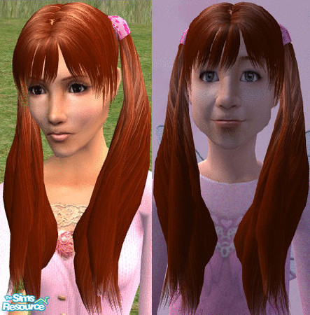 Sims 2 — Recolors of Sunair Pigtails - red by gummypeaches — A red recolor of Sunair's Pigtails. Binned in the red color