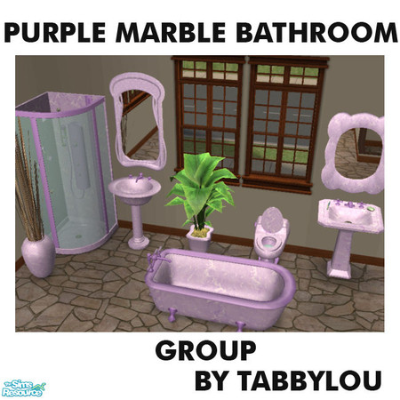 Sims 2 — TL - Pastel Purple Marble Bathroom by TabbyLou — Pastel Purple Marble Bathroom recolor of Maxis items in Match