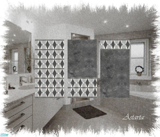 Sims 2 — Black Bath by Astarta — Black bathroom tiles in 3 variations.
