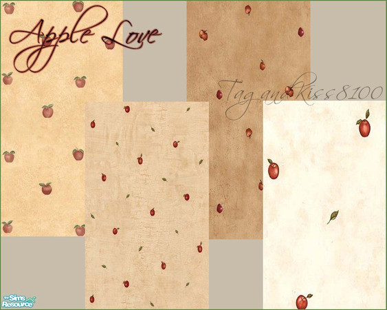 Sims 2 — Apple Love Wallpaper Set by tagandkiss8100 — 4 Wallpapers with Apples On them