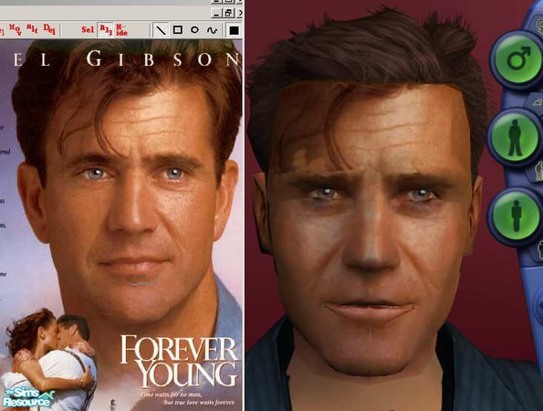 Sims 2 — Mel Gibson Forever Young by cgendron — This is another reverse UV Mapping. Everything original. Hair is default