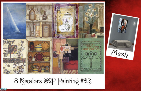 Sims 2 — Painting Recolors - S2P#23 Set One by carrie8abug — Eight Recolors of Sims2Play\'s painting #23