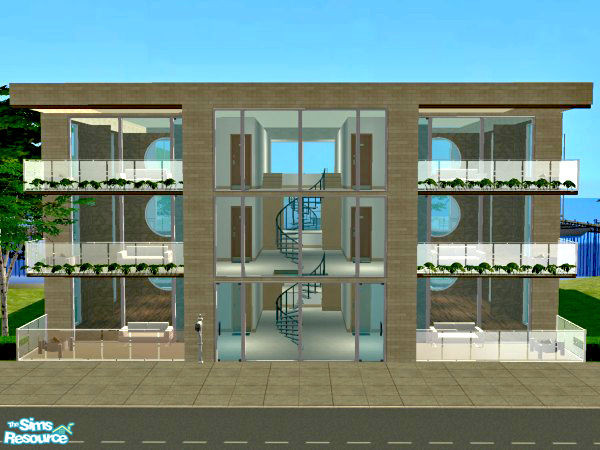 Sims 2 — Seaside Apartments 2 by kissme87 — Seaside Apartments fully funished . Has 6 units and cost $2.191 to 2.305$.