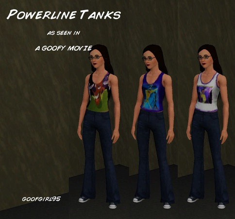 Sims 3 — Powerline Tanks by goofgirl95 — Three graphic tanks featuring Powerline from Disney's &amp;amp;amp;quot;A