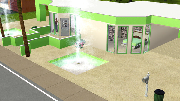 Sims 3 — Limelight by soccerbabe1653 — modern house -->; 1 bath, 1 bed, completely furnished Bathroom is red and black