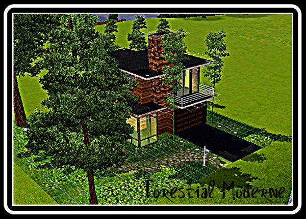 Sims 3 — Forestial Moderne by Bugab00 — A small modern home built with negotiated layouts and dispersed surrounding