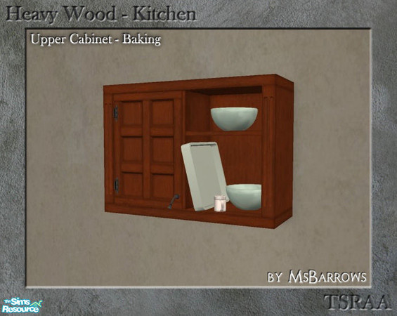 Sims 2 — Heavy Wood Kitchen - Cabinet - Baking by MsBarrows — Mesh for a Heavy Wood cabinet with baking supplies - mixing
