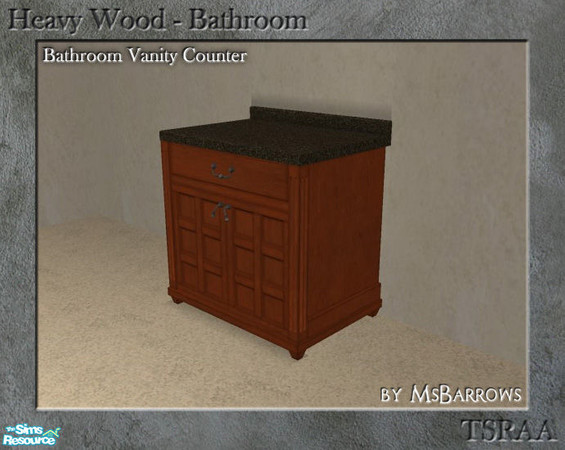 Sims 2 — Heavy Wood Bathroom - Vanity Counter by MsBarrows — A mesh for a Heavy Wood vanity counter. NOTE - this counter