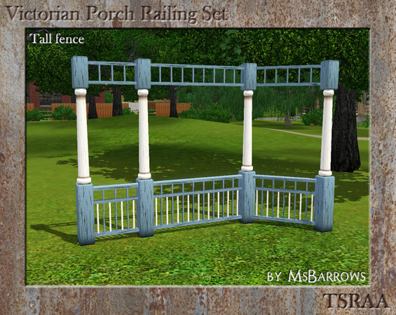 Sims 3 — Victorian Porch Railing - Tall by MsBarrows — A decorative tall wooden fence to add a finishing touch to