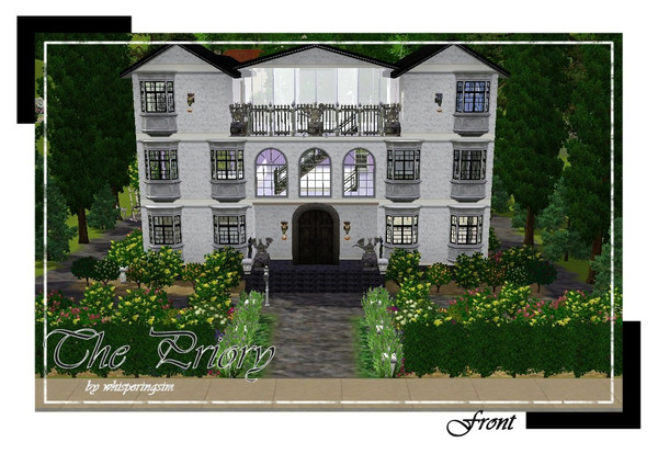 Sims 3 — The Priory by whisperingsim — As you walk down the front pathway, you are greeted by a gorgeous , landscaped