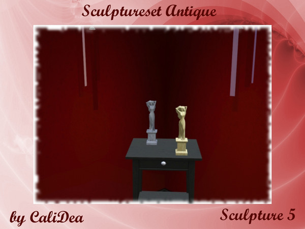 Sims 3 — Sculptureset Antique Sculpture Five by CaliDea — Huge EA Sculpture become a Miniature.