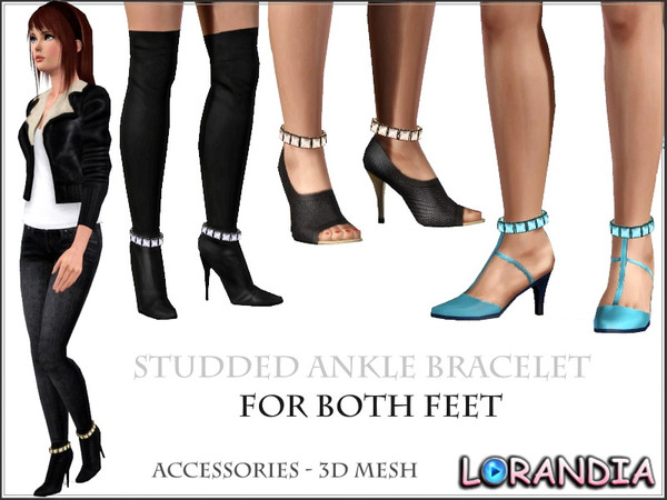 Sims 3 — Studded Ankle Bracelet for both feet by LorandiaSims3 — Studded Ankle Bracelet for both feet. 2 recolorable