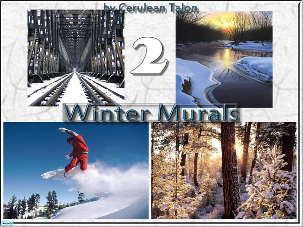 Sims 2 — Winter Murals 2 by Cerulean Talon — Classic murals to make your Sims happy that it is winter.