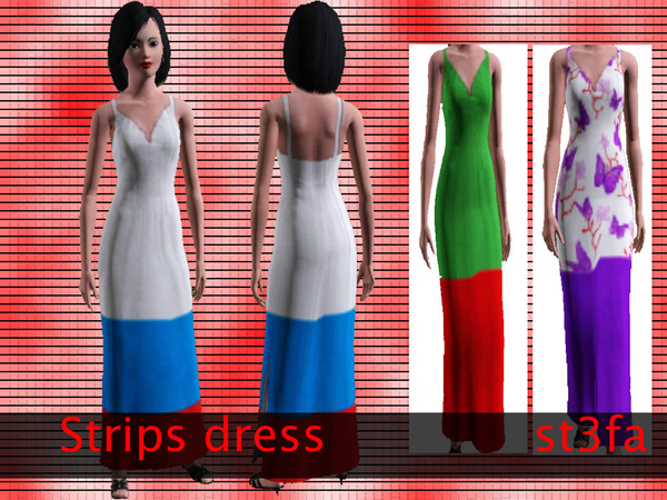 Sims 3 — Strips dress by st3fa — 3 recolorable channels-for adults and young adults
