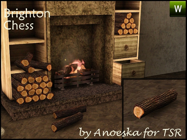 Sims 3 — Brighton Single Log by AnoeskaB — Single decorative log, part of the Brighton Chess Set. TSRAA.
