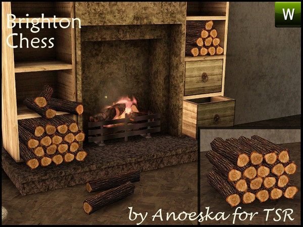 Sims 3 — Brighton Stack of Logs 2 by AnoeskaB — Decorative stack of logs, part of the Brighton Chess Set. TSRAA.