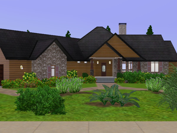 Sims 3 — The Enchantment by JeziBomb — 3 bedroom, 2 bath with office, dining room, 2 car garage, and bbq porch.