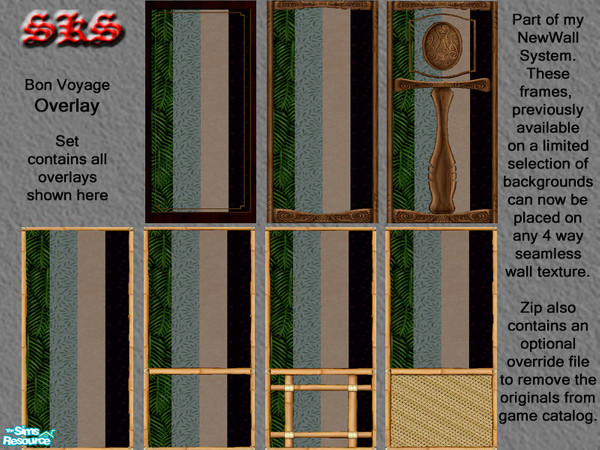 Sims 2 — NewWall - Bon Voyage FramesOverlay by 71robert13 — This overlay offers an assortment of Panel Frames taken from